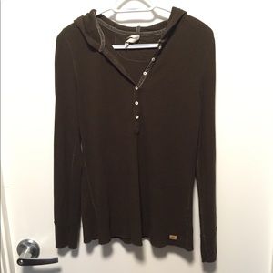 Hooded Polo Waffle Shirt